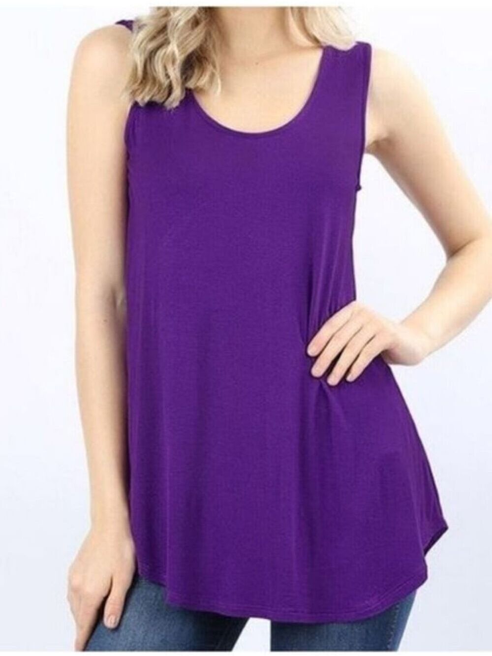 ZENANA Purple Sleeveless Tank Top Size 1XL NWT